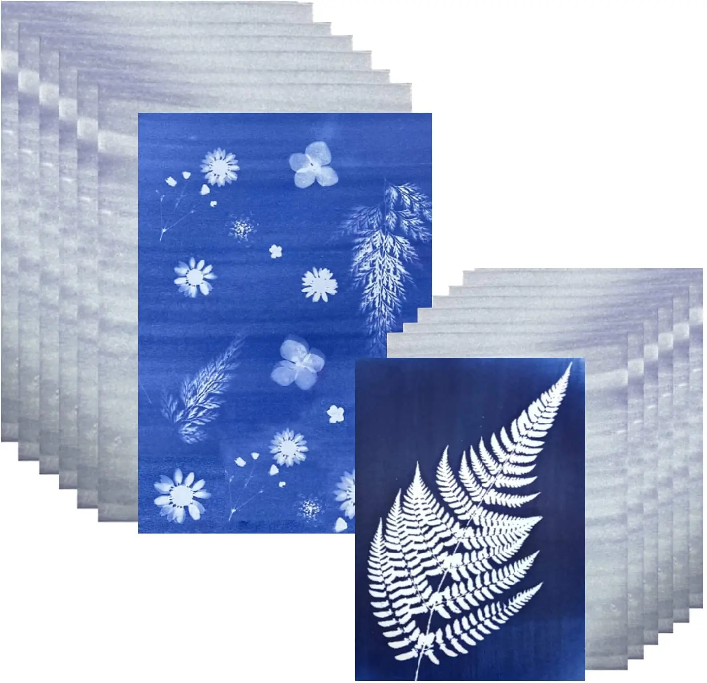 Sun Print Paper Cyanotype Paper A4 Solar Drawing Paper Sensitivity Nature Printing Paper for Kids Adults Arts Crafts DIY Project