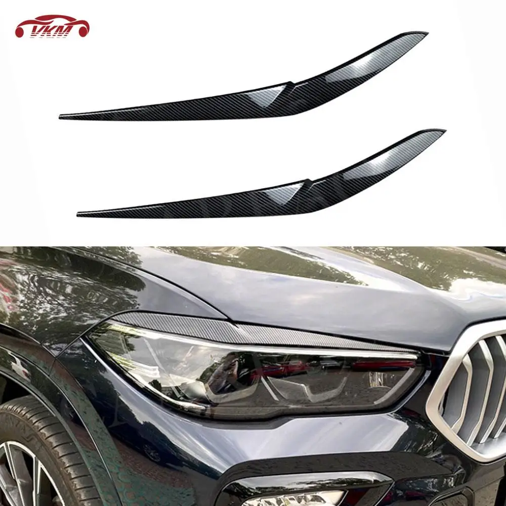 

Car Headlight Eyebrow Eyelid Sticker Trim Bodykits for BMW X5 G05 M Sport 2019 + ABS Carbon Look Car Facelift Accessories