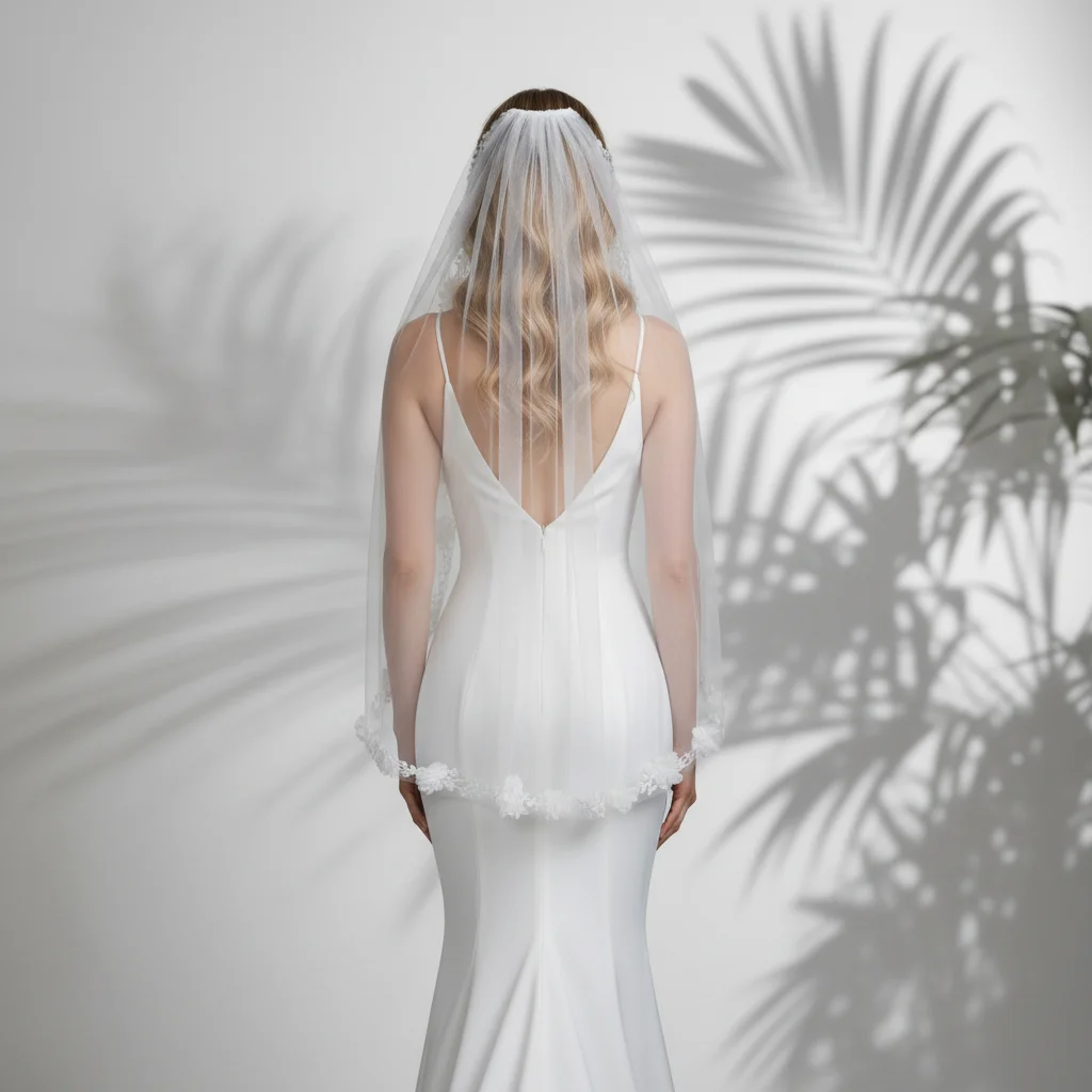 bridal wedding veil floral bridal veil flower and leaf trimmed wedding veil 100cm single layer white ivory wedding accessory G76