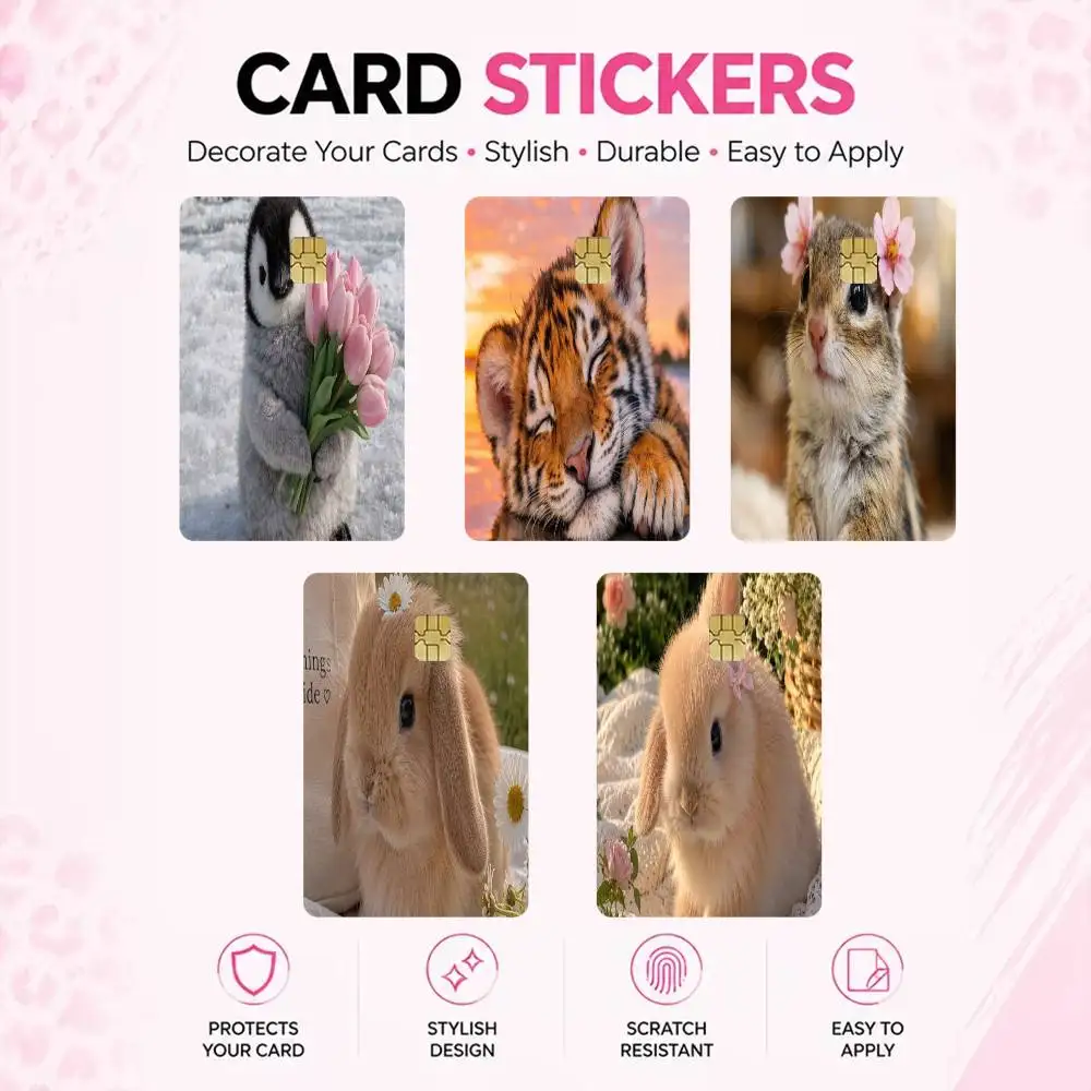 Cute Animal High‑Res Game Chip Decals Credit Card Mini Waterproof Vinyl Ornament Useful Gift