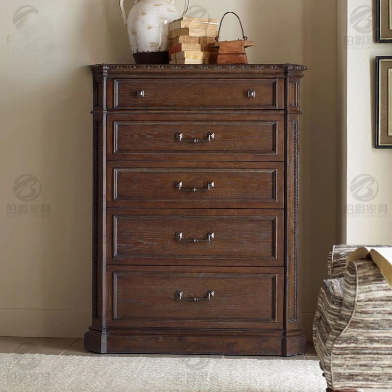 American-Style Solid Wood Living Room Entrance Storage Cabinet Drawer Bedroom and Household