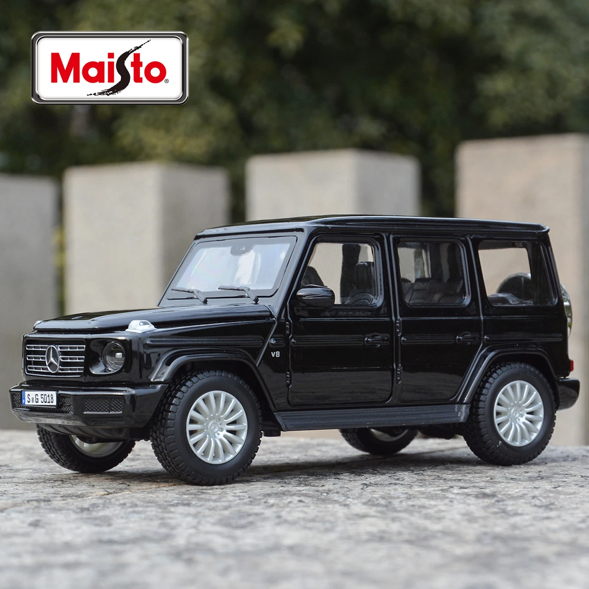 Maisto 1:24 mercedes-benz 2019 clase G G500, negro mate, vehículos fundidos a presión estáticos, modelos coleccionables, coches de juguete