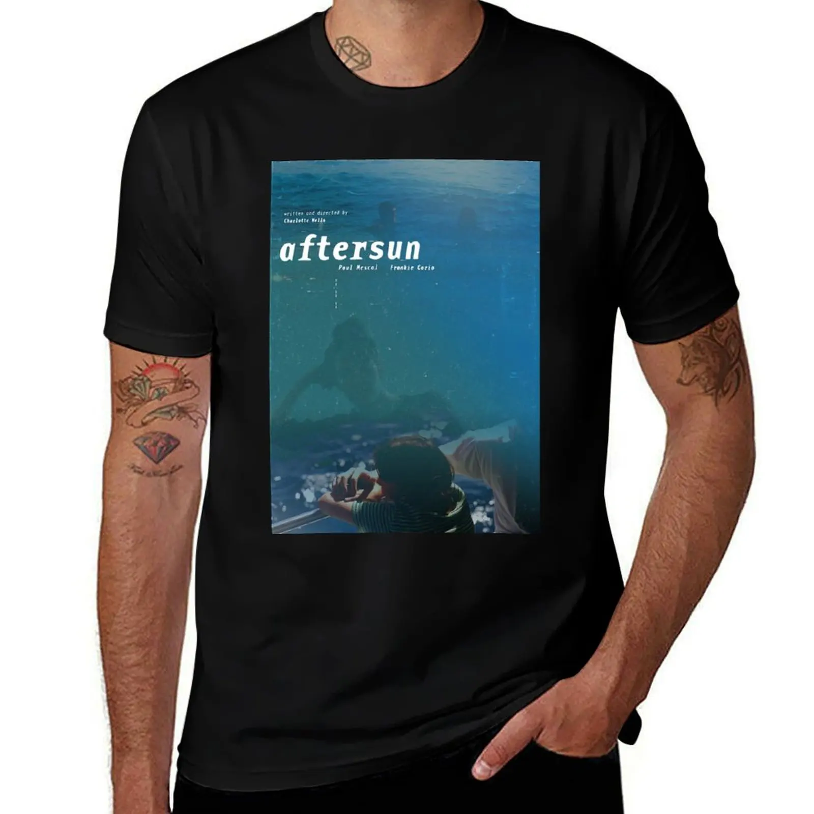 aftersun Poster T-Shirt Minimalist Plain Crew Neck T-Shirt