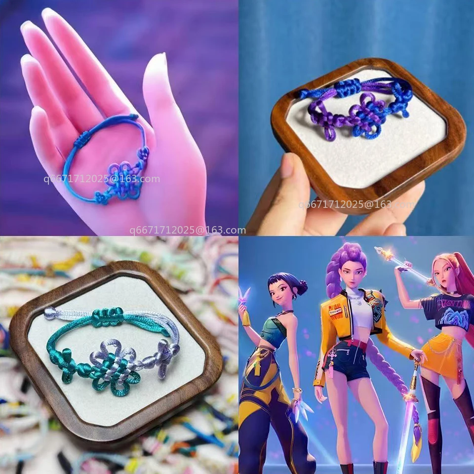 

2025 аниме KPop охотники на демонов HUNTR/X Rumi, браслет для косплея, тканая веревочная цепочка, кулон, браслеты унисекс, ювелирные аксессуары