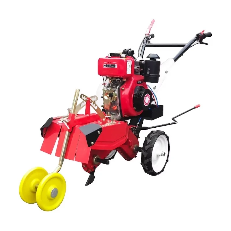 7.5hp Micro tiller diesel power tillage machine weeder ridge loosening farmland ditching soil turning diesel rotary tiller