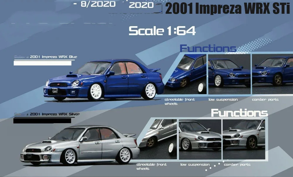 New 1/64 Scale  2001 Impreza WRX STi Right Hand Drive by BM Creations JUNIOR  Miniature Car Diecast toys For Collection