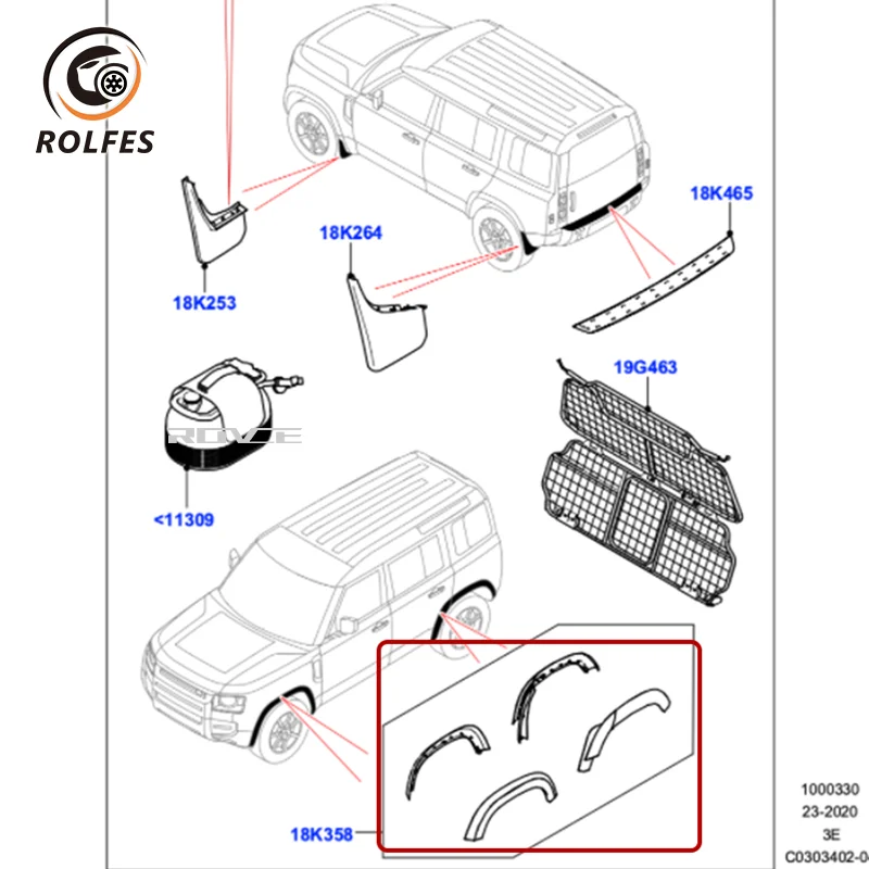 ROLFES Car Fender Wheel Brows For Land Rover Defender 110 90 2020-2022 Fenders Lip Kits Protective Covers Car Tuning Accessories