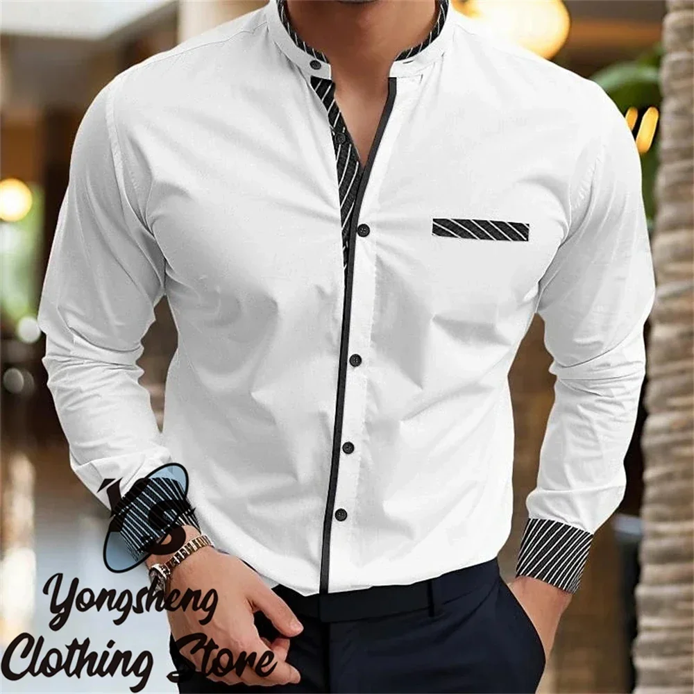 Camisas de manga larga para hombre, camisas lisas, camisetas de moda de alta calidad para hombre, ropa informal de Color sólido, nuevo estilo, ropa de gran tamaño