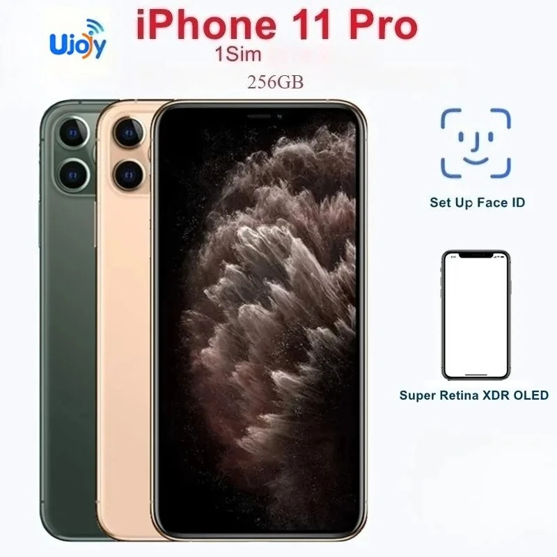 Смартфон Apple iPhone 11 Pro, 4 ГБ ОЗУ, 256 ГБ ПЗУ, 5.8-дюймовый Super Retina XDR OLED, Face ID, 1 SIM-карта, разблокированный, восстановленный