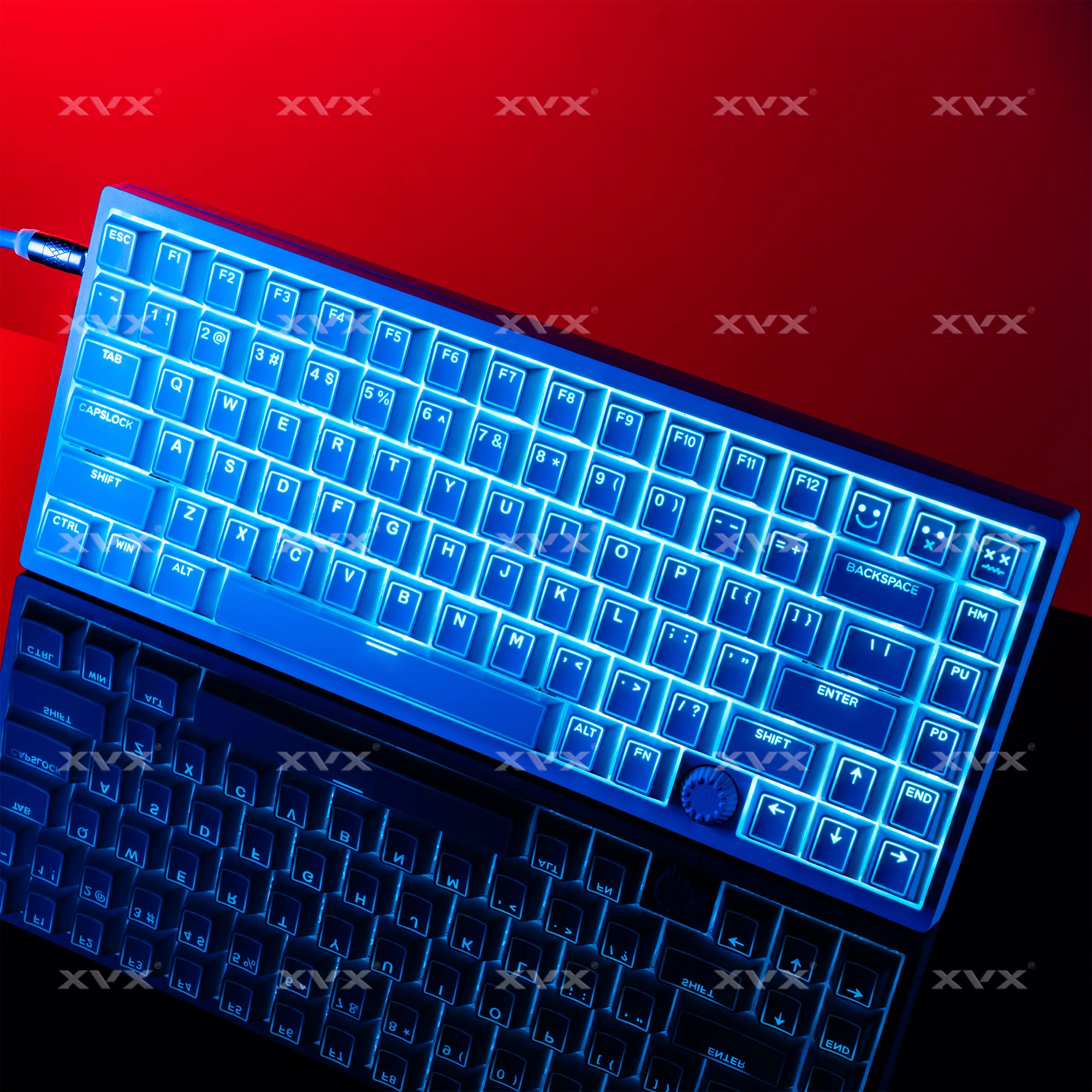 Custom XVX Prism Shine Through Double Shot Cherry Profile PBT Keycap Set White See Through 142 Key for Mechanical Keyboard Gift