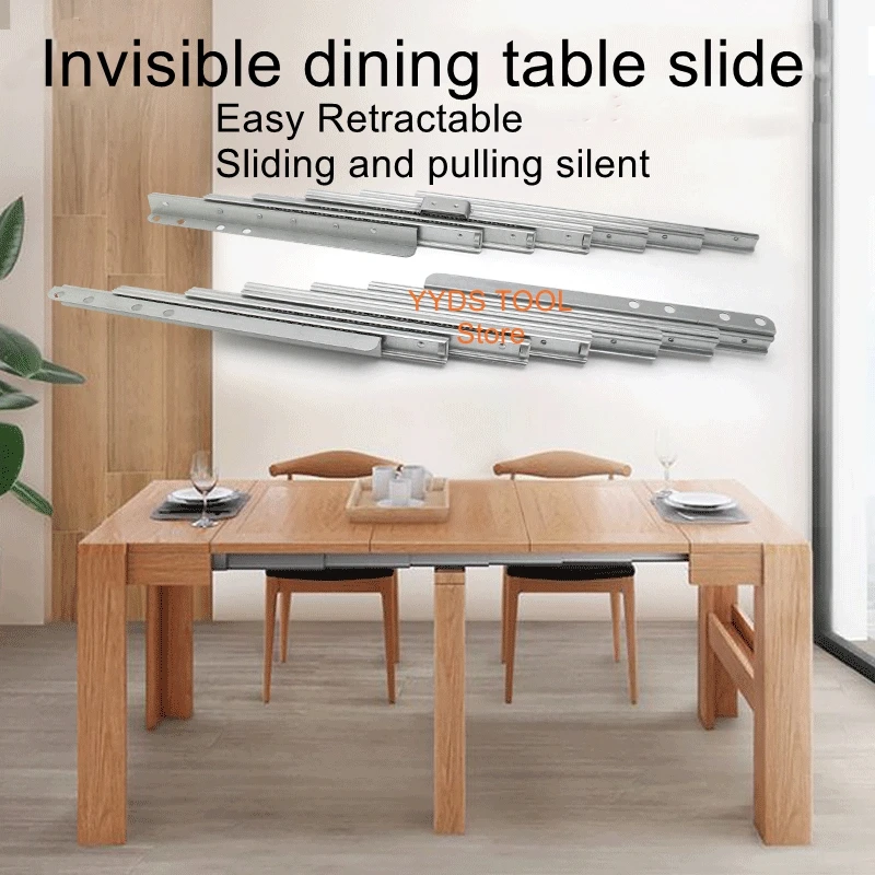 Folding extension dining table telescopic guide sliding aluminum alloy dining table multifunctional slide Invisible