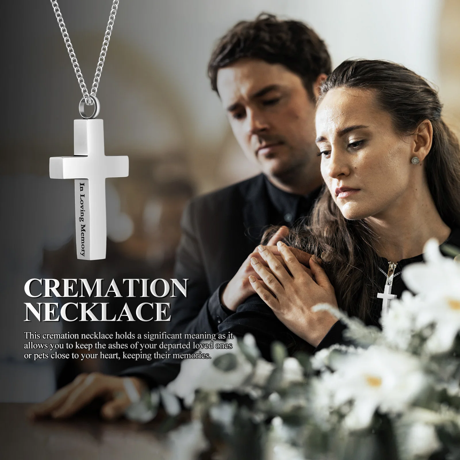 حرق رماد التيتانيوم الصلب جرة قلادة مجوهرات تذكارية للرجال النساء الصليب القلائد للرماد