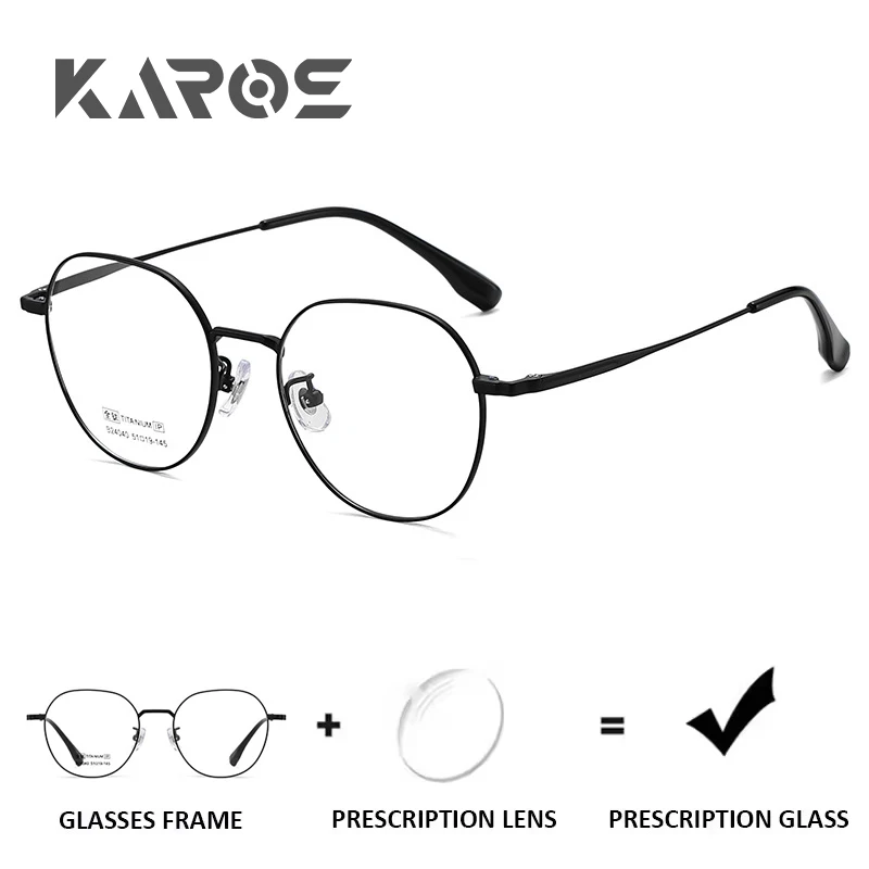 

KAROS New All Titanium Round Prescription Eyeglasses for Women Myopia Anti Blue Light Photochromic Optical