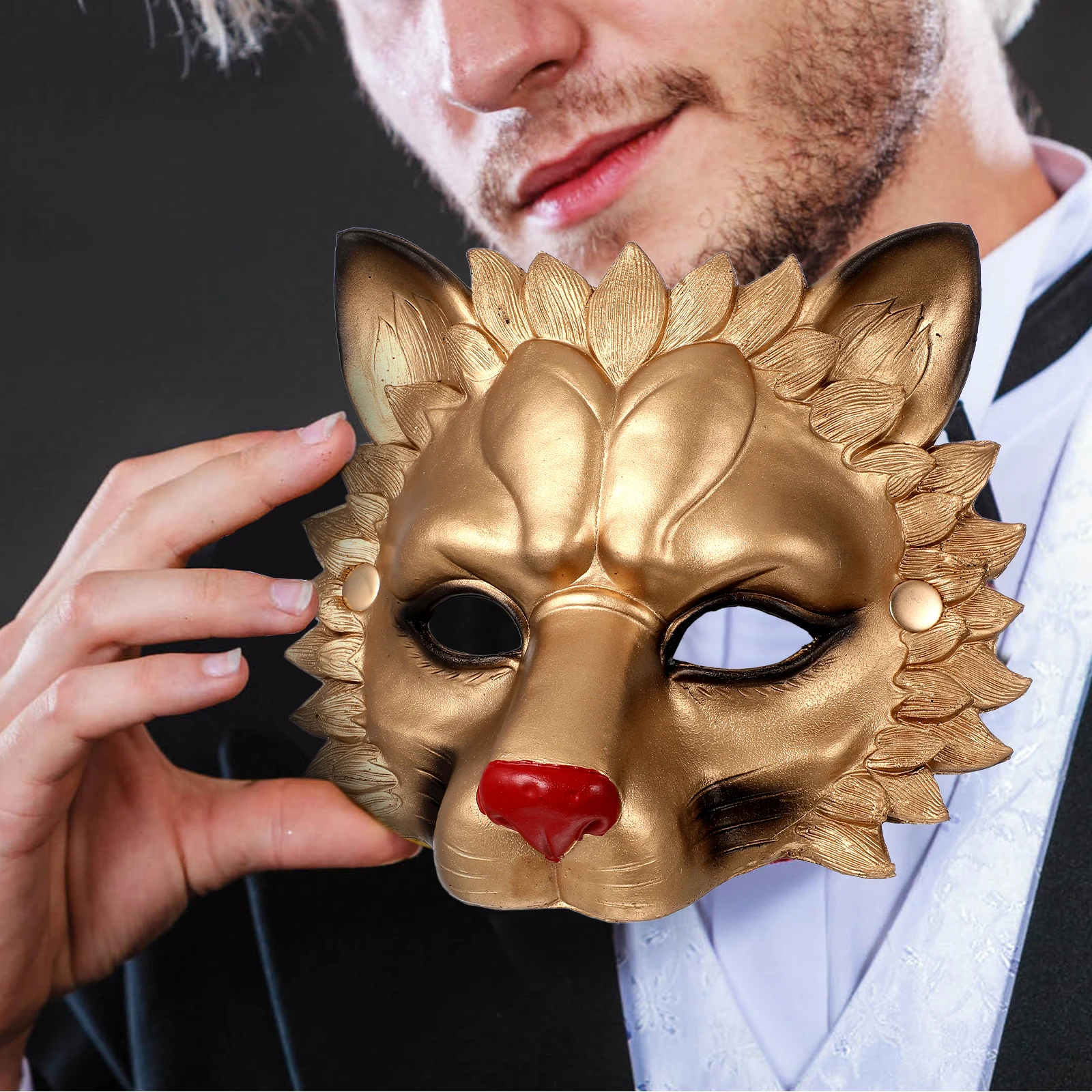 1pc Maschera di leone Maschere per il viso Maschera di leone di Halloween Festa in maschera Schiuma PU 3D Decorazione cosplay di Halloween Festival Danza