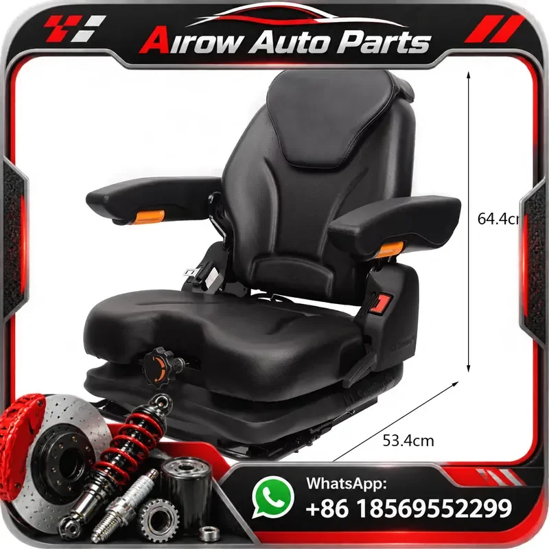 Forklift Seat Mechanical Suspension PVC Low Profile For Construction Farm Industrial Equipment Heavy Duty Comfortable New