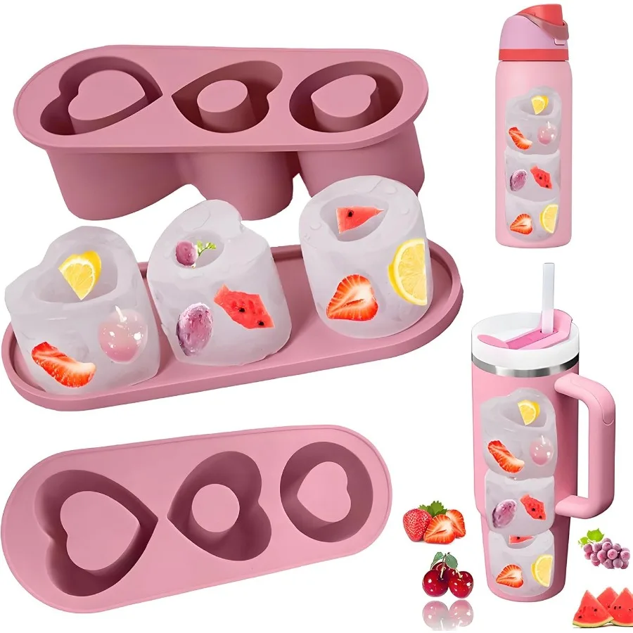 

Christmas Ice Cube Trays for St Cup 20 30 40 OZ Heart Shape Silicone Ice Cube Tray with Lid St Cup Accessories Ice Molds for Ow