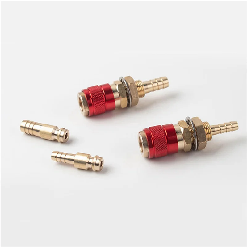 A71P 6 قطع 6 مم محول مياه الغاز المبرد بالهواء المبرد موصل سريع مناسب لقابس شعلة لحام MIG TIG، أزرق + أحمر