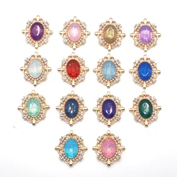 10Pcs 28*33MM oval metal rhinestone pearl flat bottom jewelry DIY wedding dress hair jewelry decorative accessories