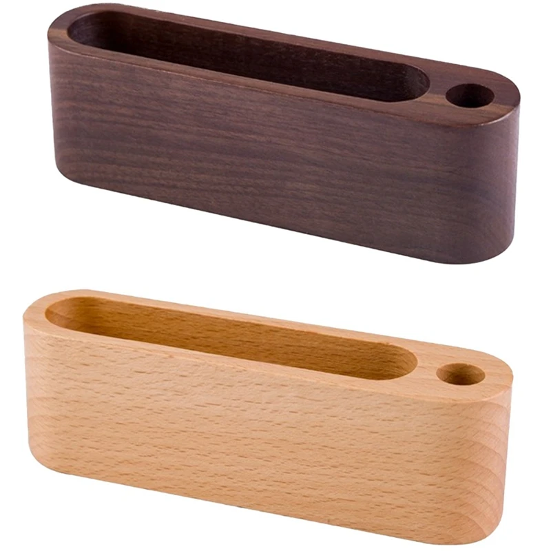 

Desk Storage Holder Beech Walnut Wood Business Card Holder Business Card Case With Pen Holder