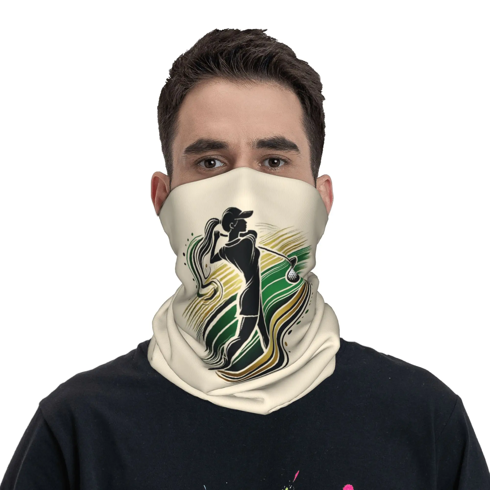 Elegant Female Golfer Golf  Bandana Neck Gaiter Printed Wrap Scarf Multifunction Cycling Scarf Hiking Fishing For Men Women