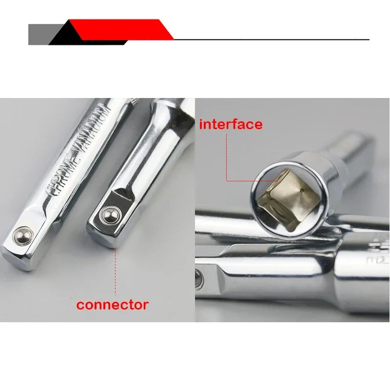 New 1/4 3/8 1/2 Socket Ratchet Wrench Extension Bar 50/75/100/125/150/250mm Long Bar Steering Sleeve Connecting Rod Accessories