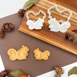 Cute Squirrel Pattern 3D Biscuit Mold Forest Animals Butter Pastry Cookie Stamps DIY Fondant Cookie Cutter Mold Baking Supplies