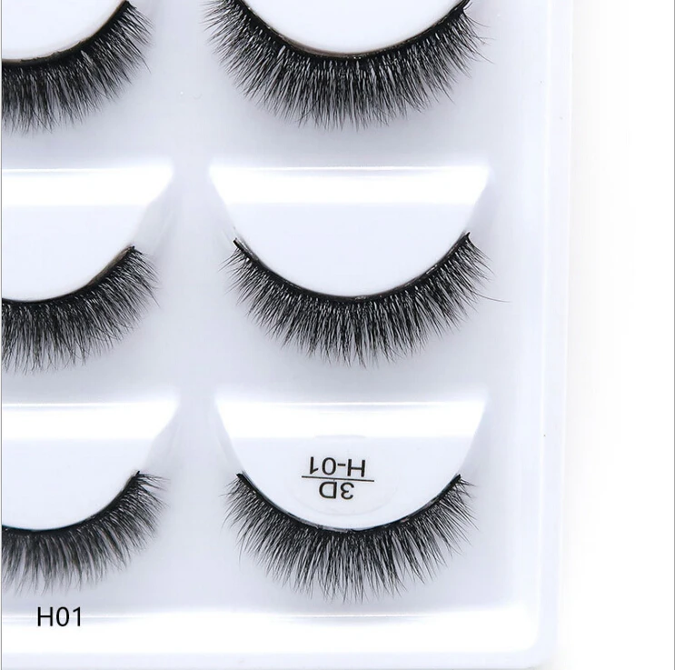 NEU 5 Paar Handgefertigte 3D Nerzwimpern Kurze Falsche Wimpern Kreuzförmig Unordentlich Dicht Natürlich Augenwimpern Bühnen-Make-up Falsche Wimpern – Detail 7