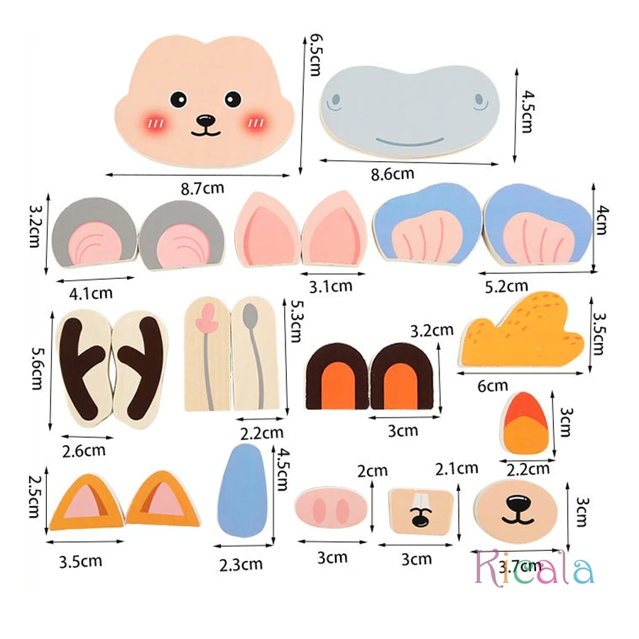 Montessori enfants bois Puzzle blocs de construction Cube 3D Animal changement visage blocs de construction logique formation Puzzle jeu