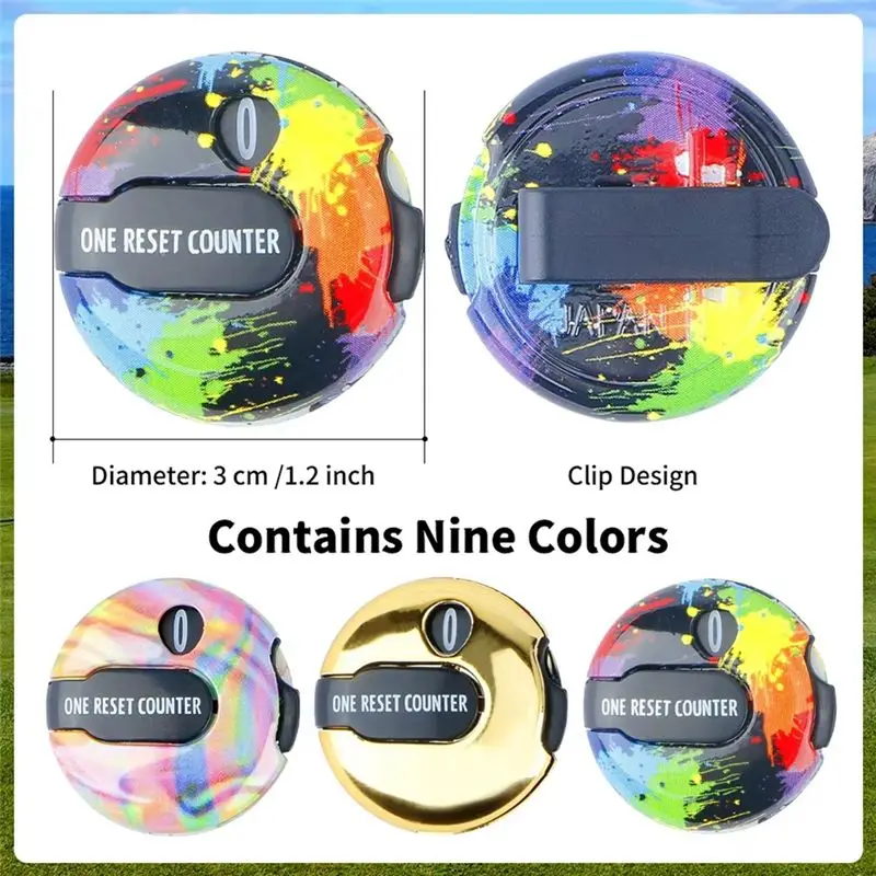 NEW-Golf Score Counter Colorful Golf Stroke Score Keeper With One Touch Reset Clip Golf Accessory Supplies