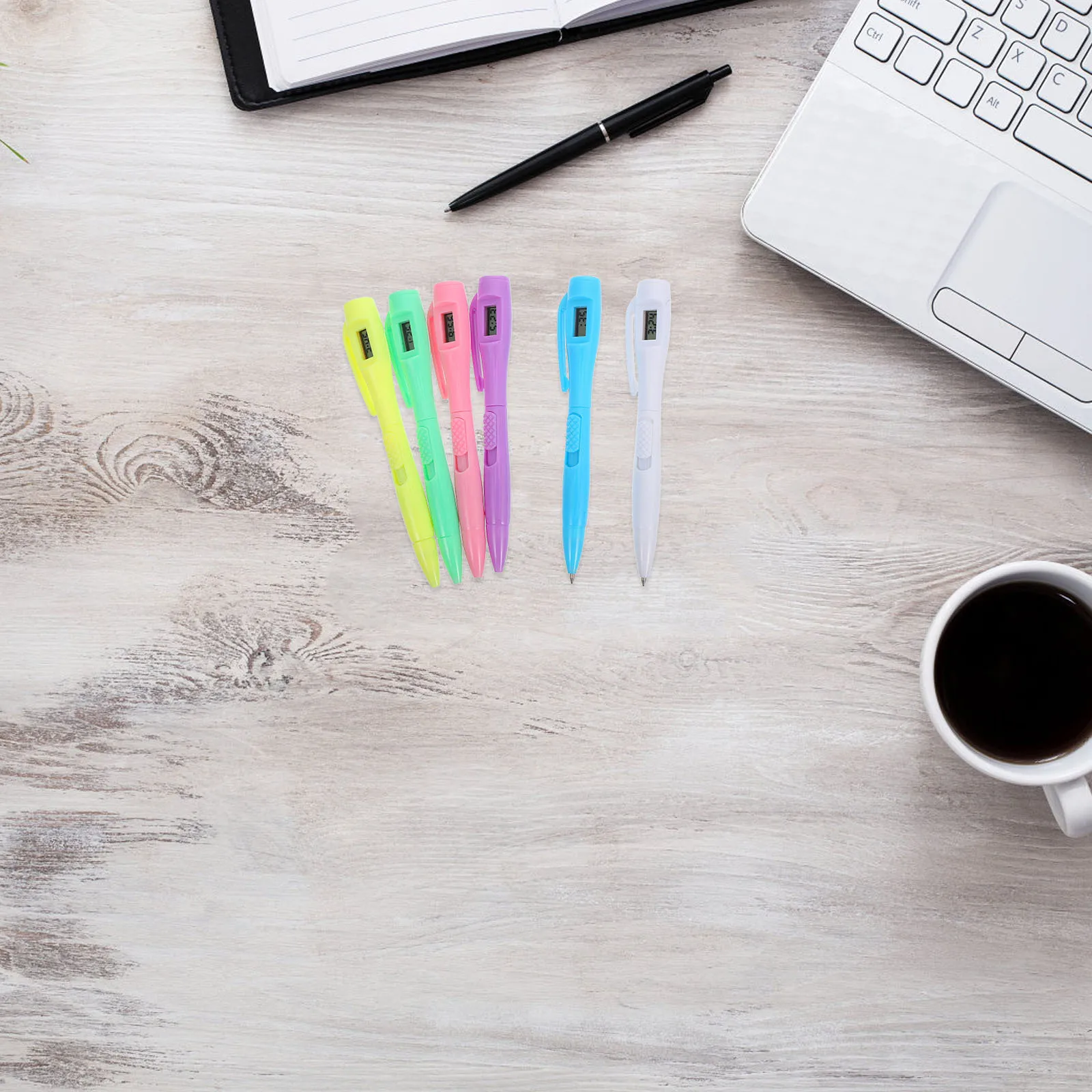 

6Pcs Clock Embedded Timekeeping Pen Digital Watch Fine Point Writing Pen Exam Note Taking School Use Fancy Pens