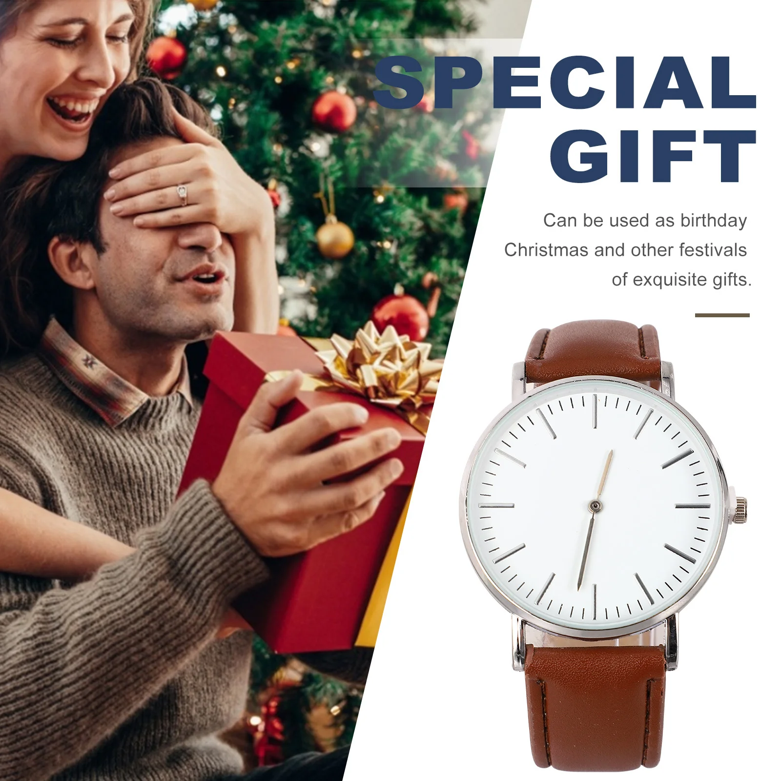

Father Quartz Watch Men Watches Wristwatches Simple for Man Brown Glass Strap Student