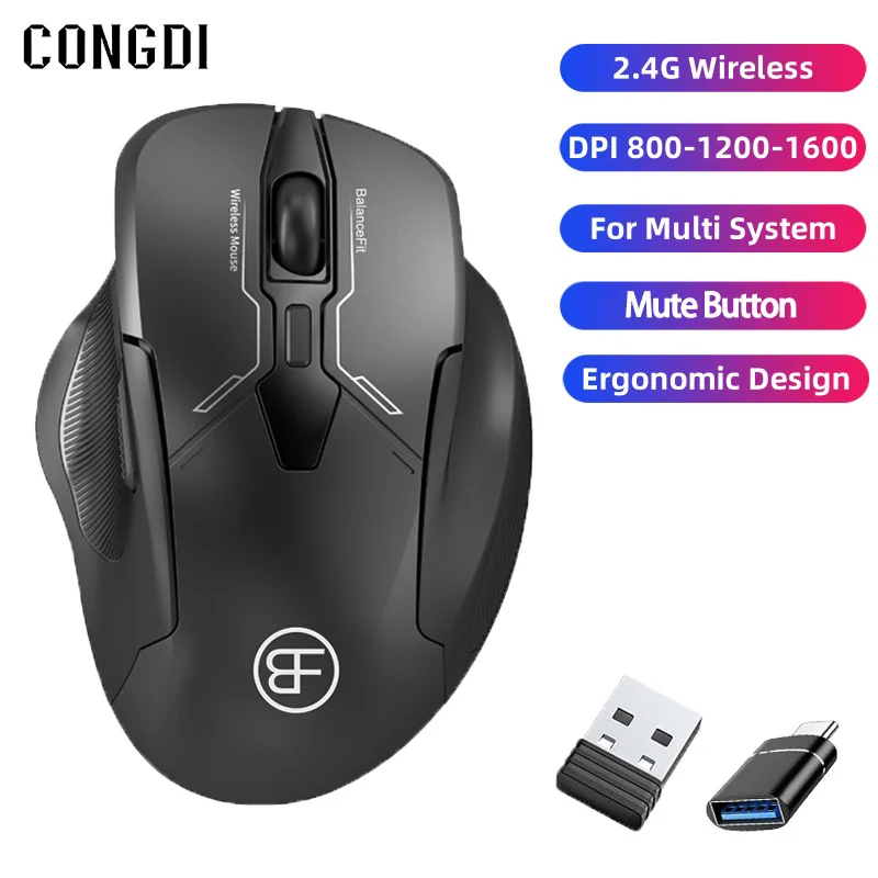 Ratón inalámbrico de 2,4 Ghz, ratón portátil para Gamer de 1600 DPI, silencioso, 6 botones para PC, ordenador, portátil, MacBook, juegos de oficina, ratones silenciosos USB