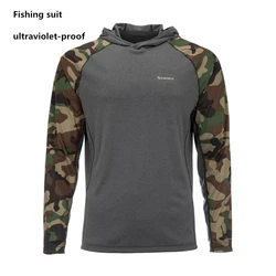 Fishing shirt Upf 50 long sleeved hooded mask, quick drying and wear-resistant top, UV outdoor protection fishing mask suit