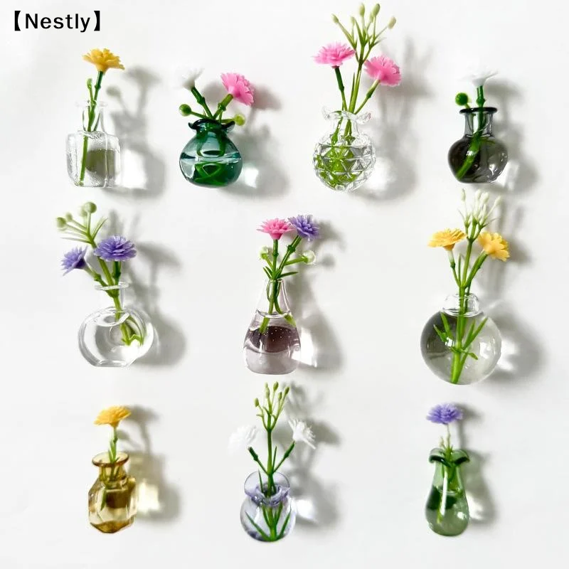 Mini Vase Magnets For Fridge Tiny Magnetic Flower Glass Vases Refrigerator Accessories Funny Aesthetic Plant Pot Magnets〔Nest〕