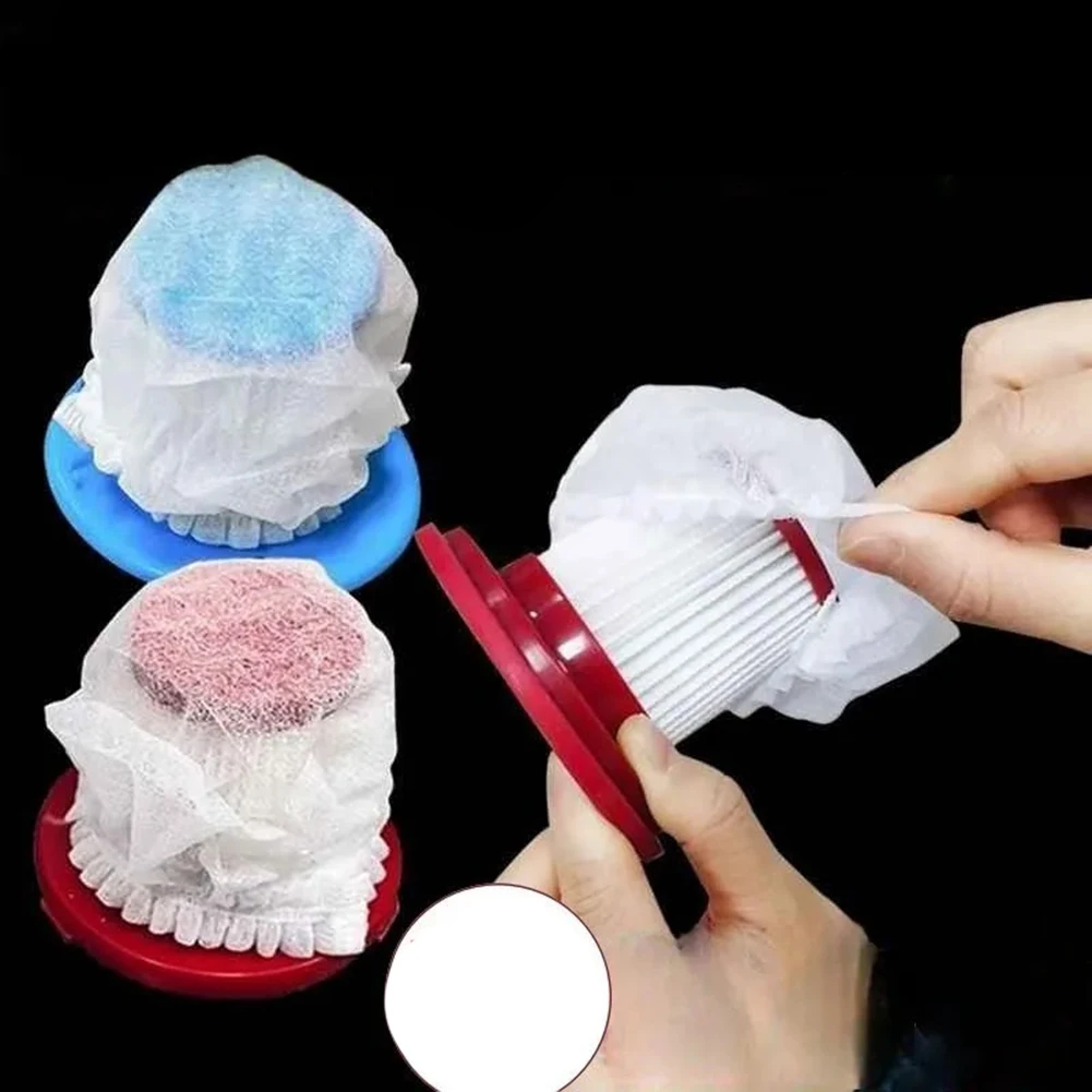 100 Pcs Disposable Vacuum Cleaner  Filter Protective Cover Washable  Nonwoven White Fabric For Handheld  Vacuum Cleaner