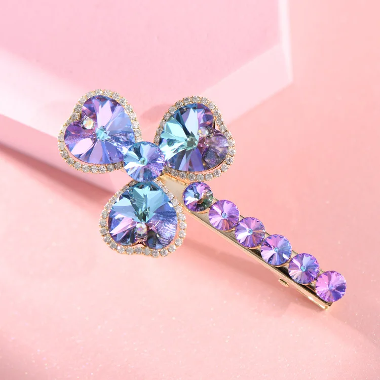 Diamond clover duckbill clip hairpin edge clip hairpin headdress bang side temperament of gold plating