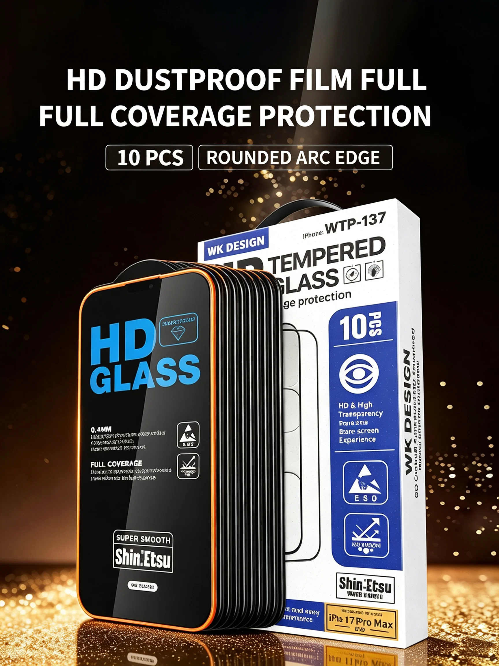 

WEKOME 6D Curved Dust Proof Tempered Glass Screen Protector 9H Anti Fingerprint Oleophobic Coating For Phone 10-Pack iph13-17