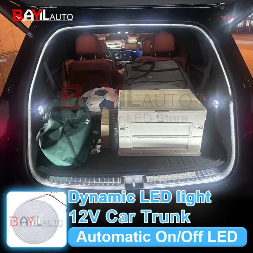 

400cm/200cm Car Trunk Dynamic Flowing Light Strip Automatic On/Off Scanning Lamp Flexible Waterproof LED Hidden Installation