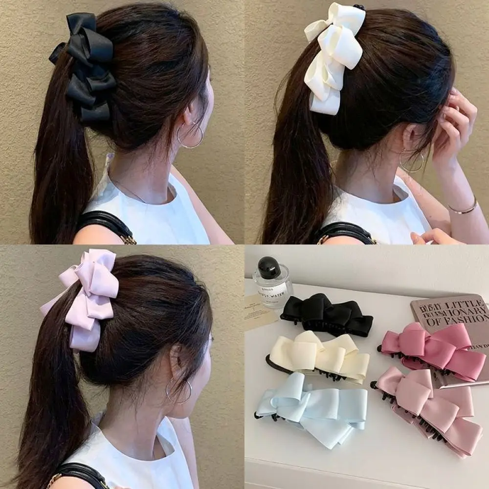 Large Banana Clip Vertical Hairpin For Thick Hair Ponytail Styling Elegant Fabric Claw Accessory Women Fashion Item