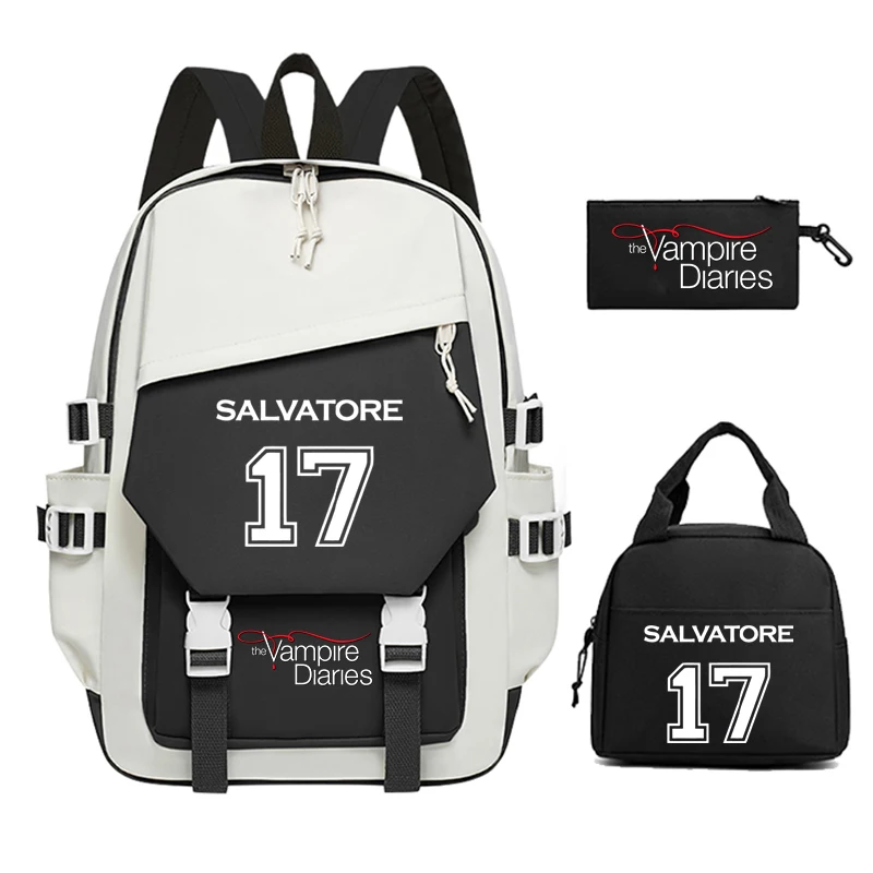 3pcs Set The Vampire Diaries Backpack for Boys Girls Large Capacity Teenager School Bags Men Travel Backpack Lunch Bag Pen Bag