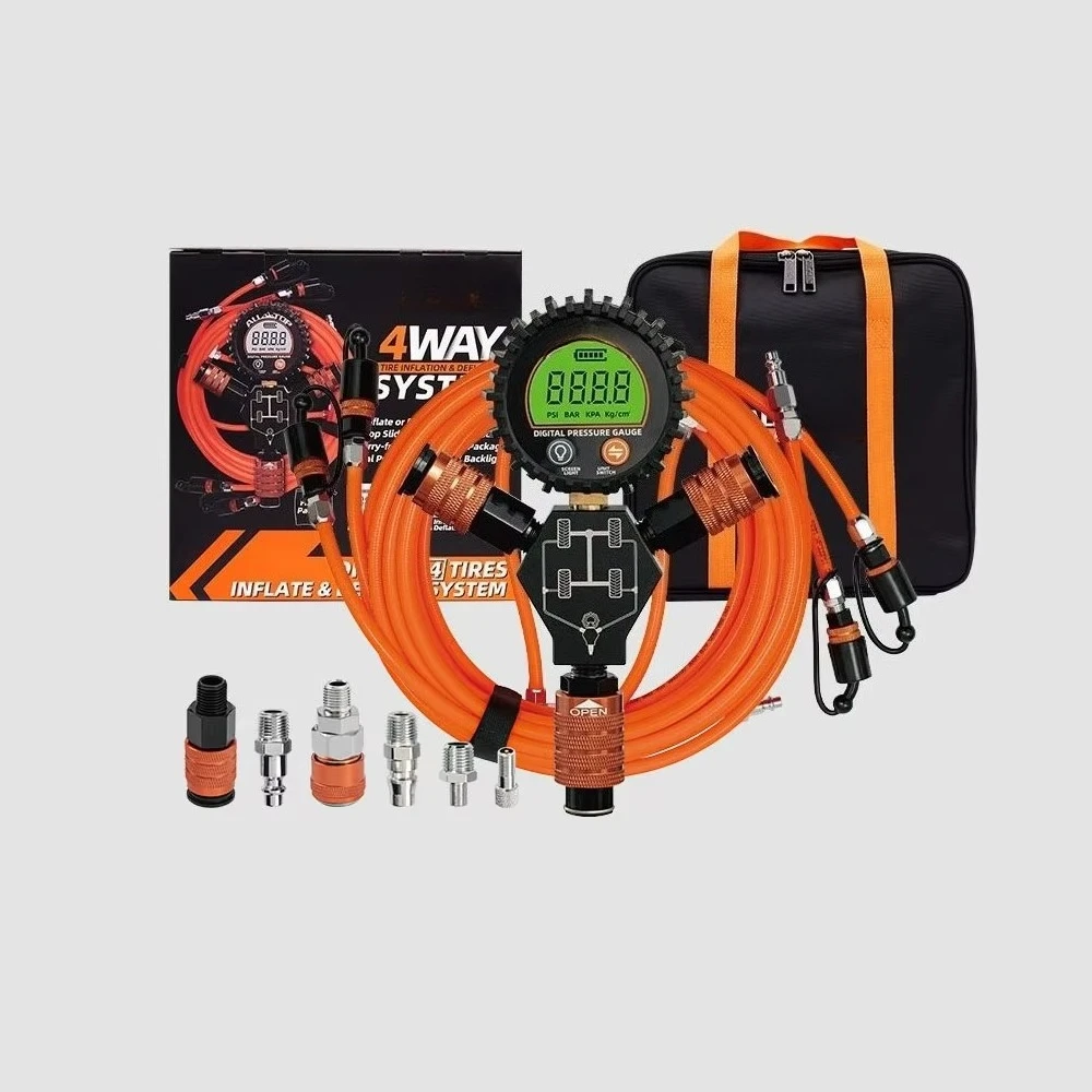 4x4 Digital 4-way Inflator and Deflator Tire Inflation and Deflation System Pressure Gauge