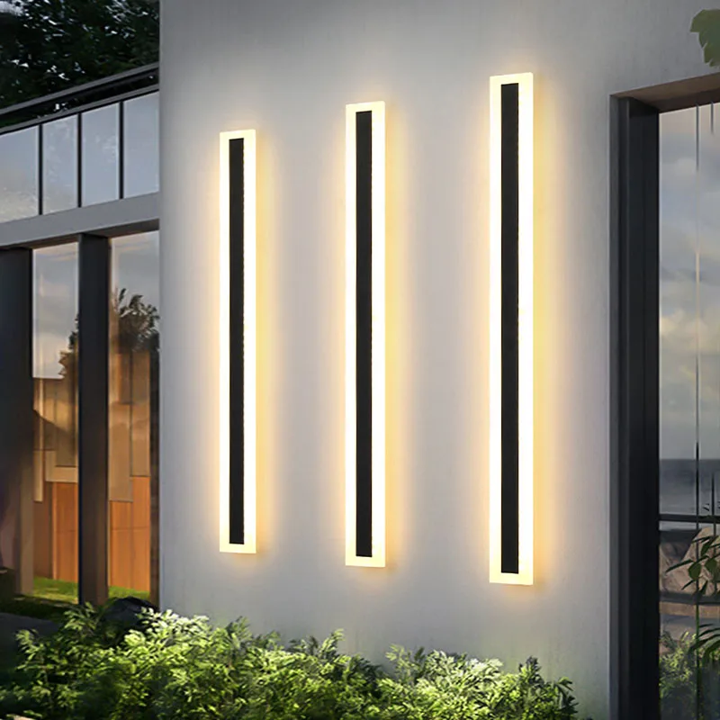 Modern Waterproof outdoor Long Strip LED wall lamp IP65 Aluminum Wall Light Garden porch Sconce Light 110V 220V Sconce Luminaire