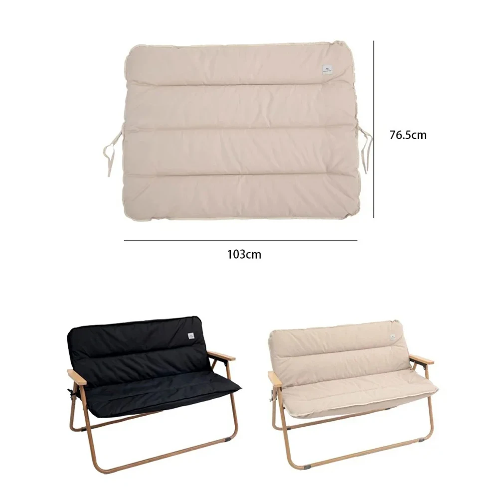 Love Seat Mat for Outdoor Double Camping Chair Oxford Cloth Thickened Thermal Mat Recliner Chair Cushion Mat with Fasten Strap