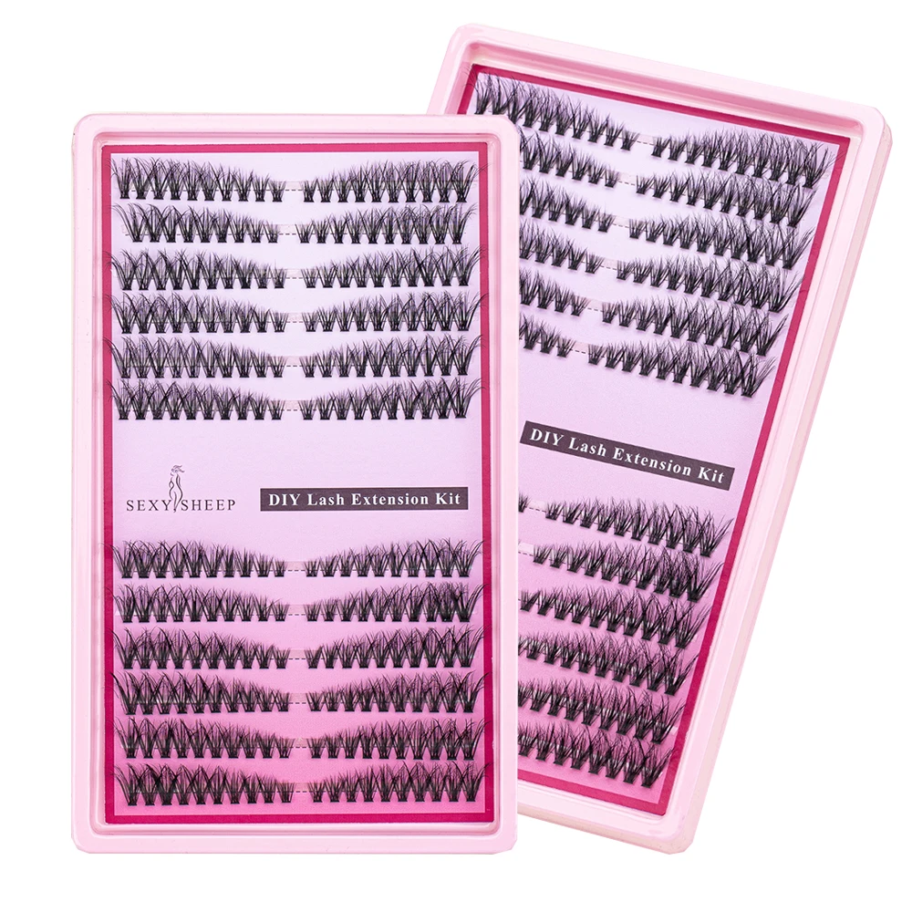 240 pezzi di grappole per ciglia spesse e soffici, grappole per estensioni ciglia individuali fai da te con pinzette per legame e guarnizioni