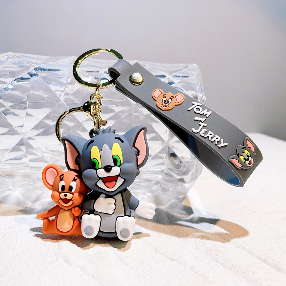 Tom i Jerry Anime Cartoon Ornament Brelok do kluczy samochodowych Breloczek do kluczy Śliczny kot i mysz Lalka akcji Kolekcje Prezent dla dzieci