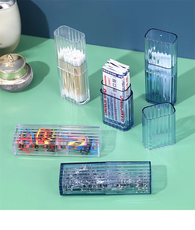 Portable Transparent Mini Storage Box Travel Toothpick Cotton Swab Box Simple Small Object Band-aid Classification Finishing Box