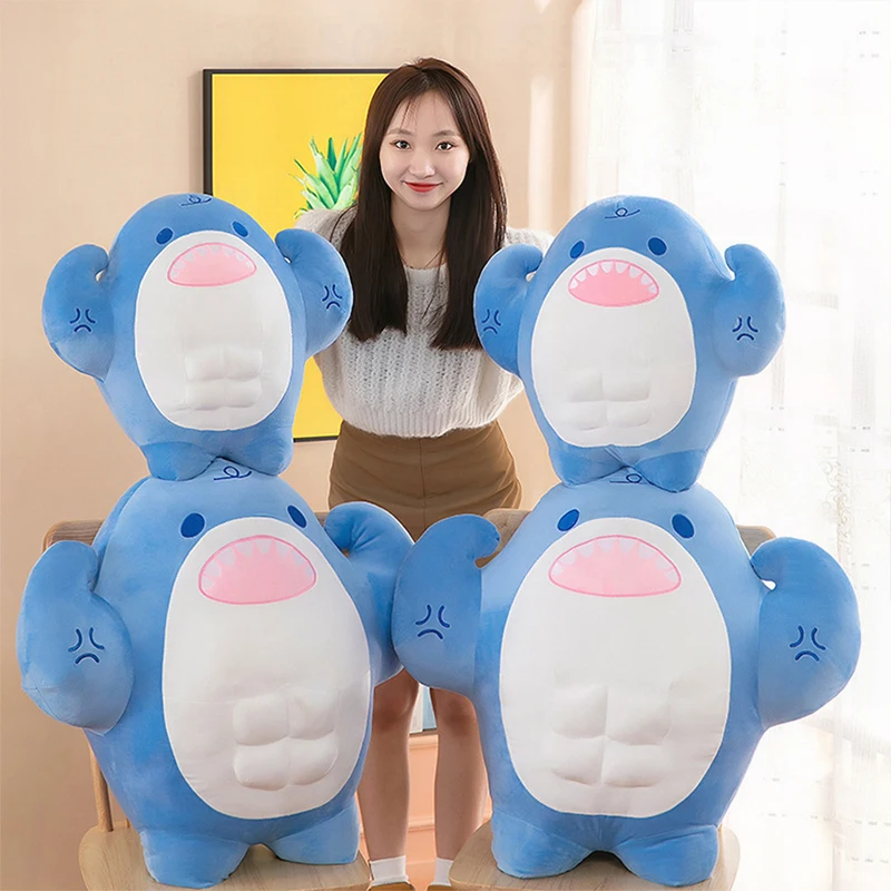 

Kawaii Plush Muscle Shark Pillow Stuffed Doll Cute Ocean Animal Toy for Kids Birthday Gift for Girls Soft Cuddly Plushie