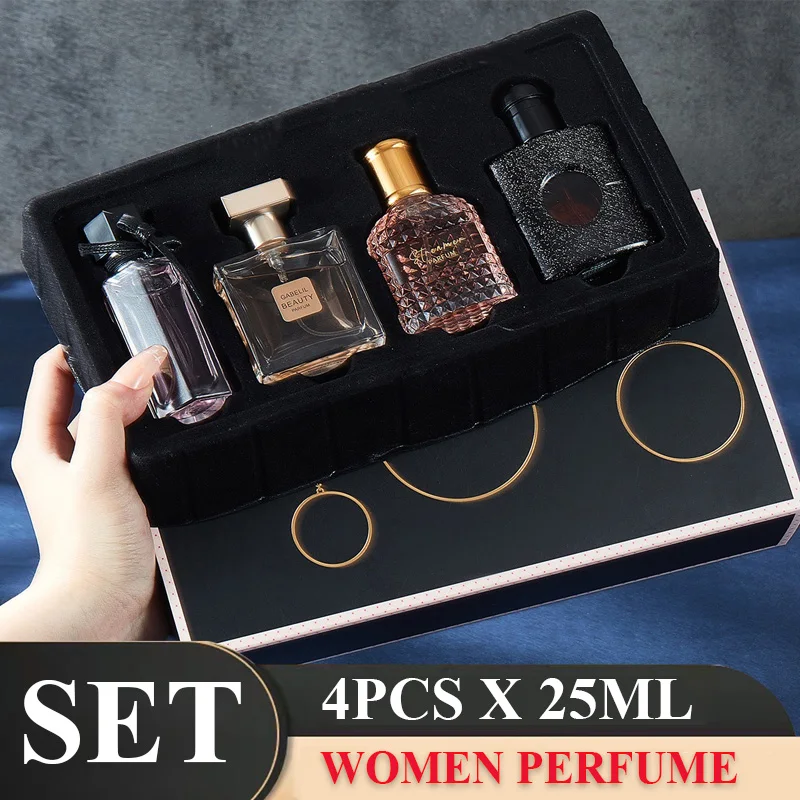 

Women Perfume Set 4PCS x 25ML Gift Box Floral Scent Lasting Fragrance Pheromone Eau De Parfum Perfumes for Woman Cologne 향수