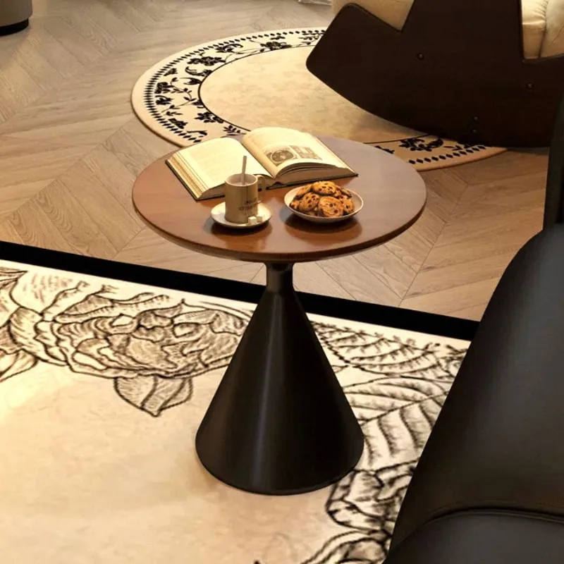 Modern Metal Coffee Table,Solid Wood Household Furniture,Living Room Sofa,Side Storage,Edge Rotundity Tables