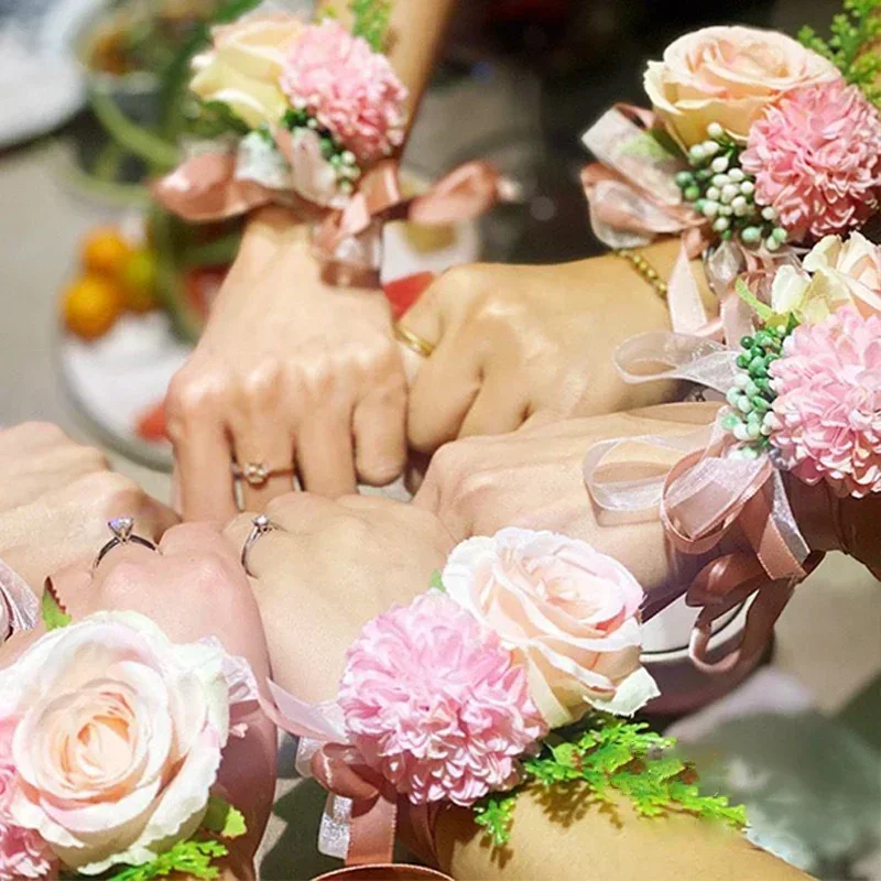 Corsage de Poignet en Rose Dégradé pour Patients Demoiselle d'Honneur, ixPréChristophe, Bal, Remise de Diplôme, Cadeau, 1 Pièce